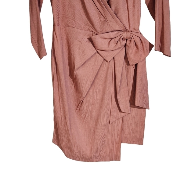 Bcbgmaxazria Puff-Sleeve Bow Dusty Rose Dress Size: 4 - Picture 6 of 13